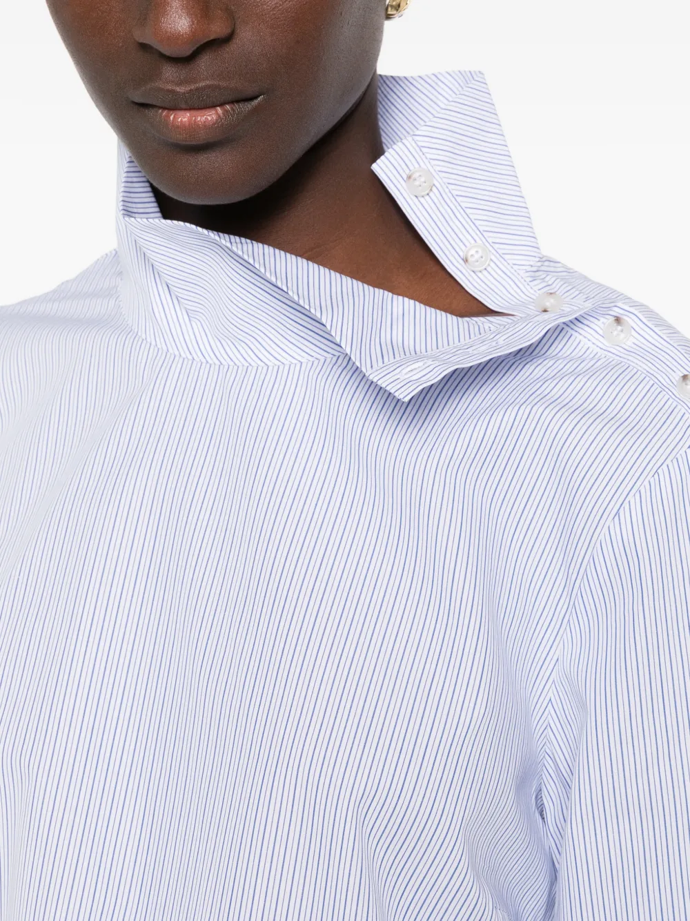 Nine In The Morning Mirelle gestreepte blouse met knopen op de schouders Wit