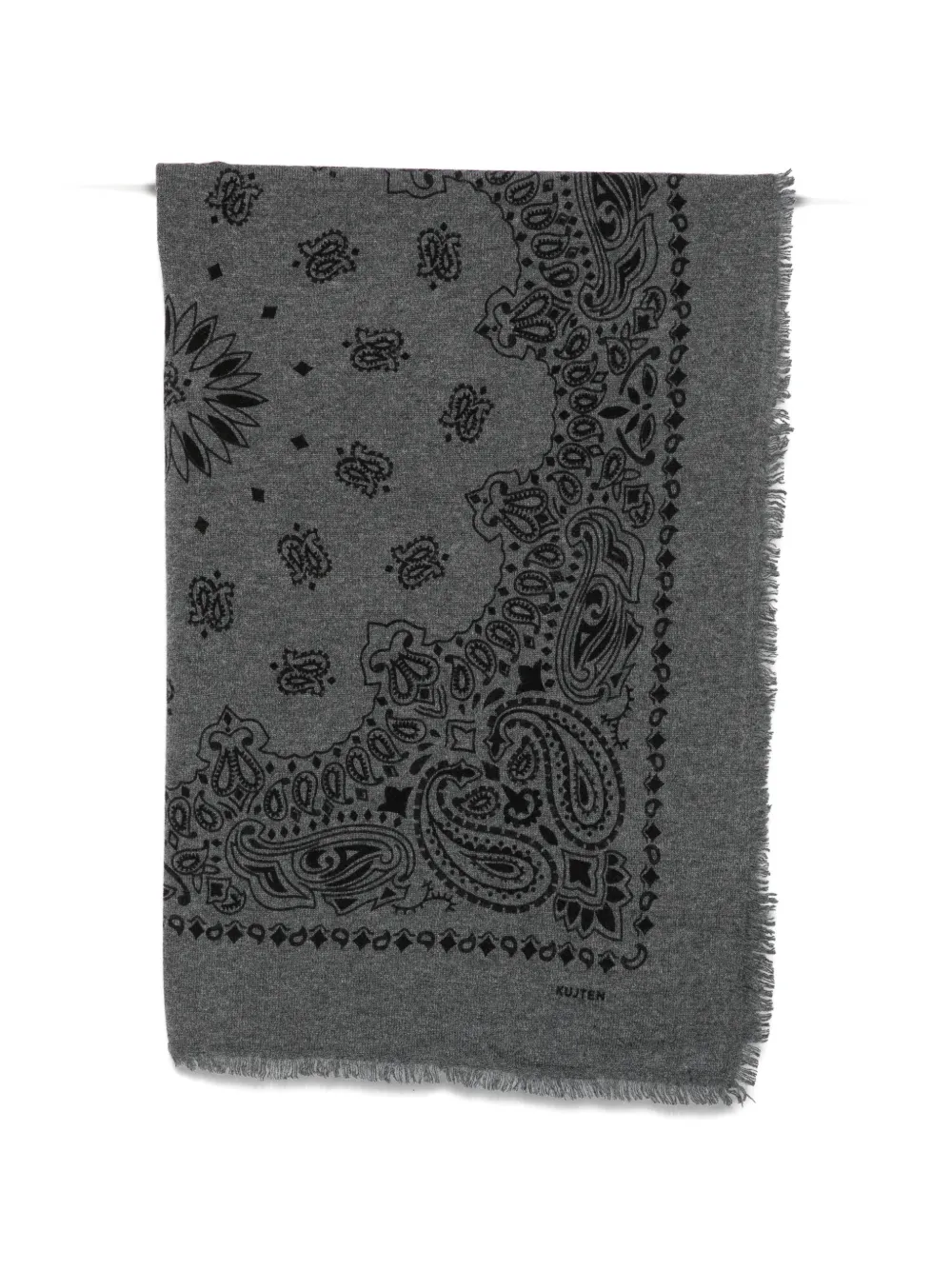 kujten paisley-print frayed scarf