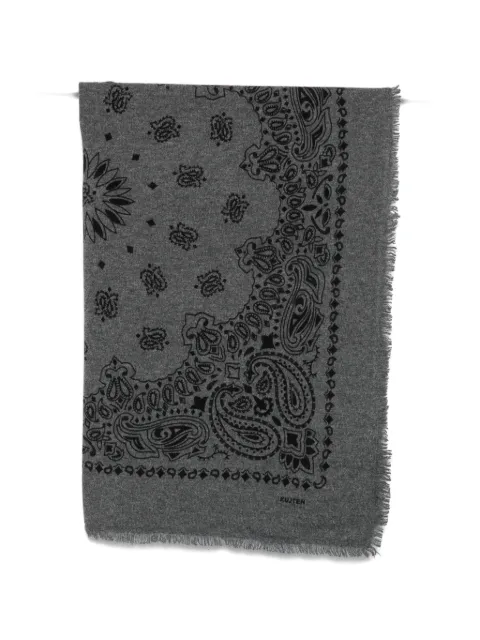 kujten paisley-print frayed scarf
