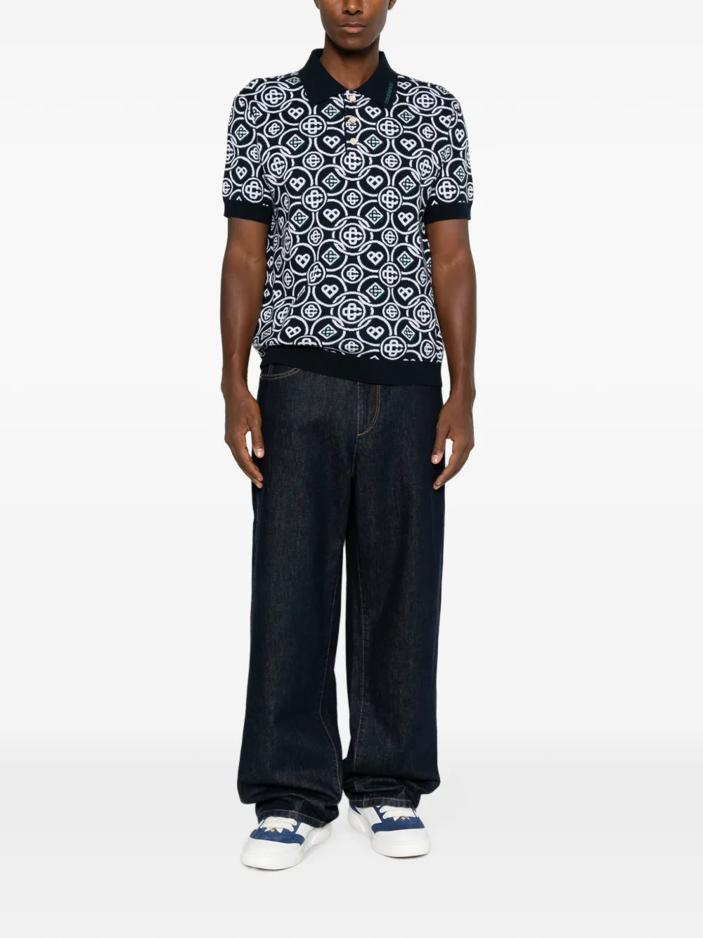 Casablanca Poloshirt met monogramprint Blauw
