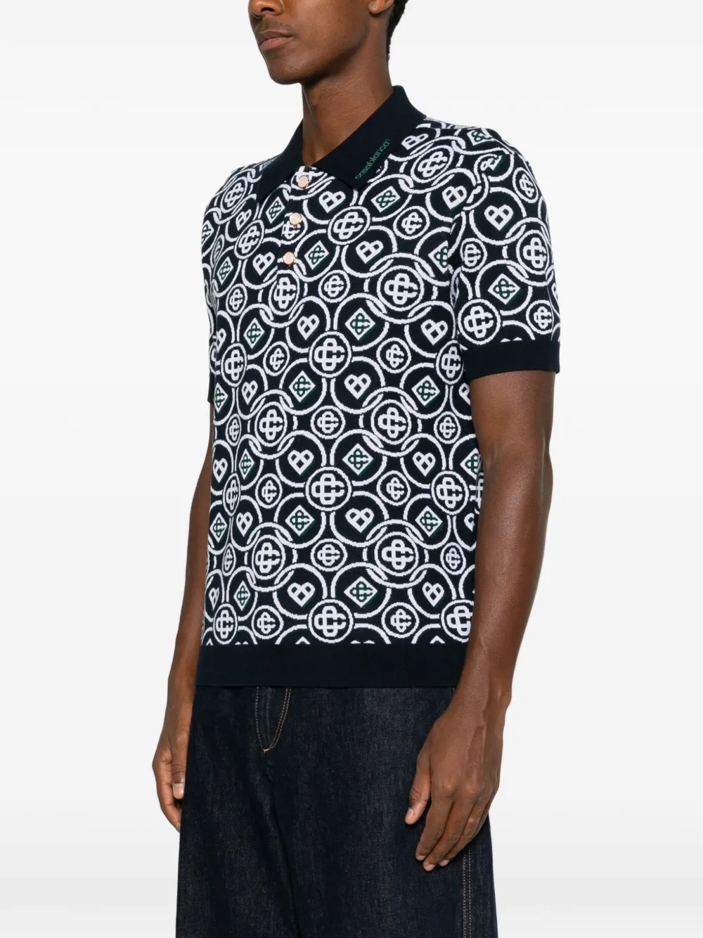 Casablanca Poloshirt met monogramprint Blauw
