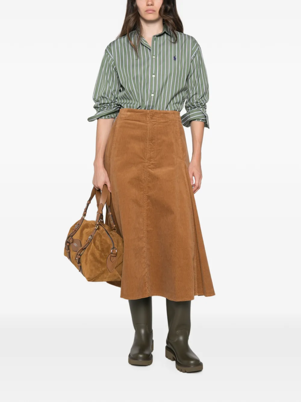 Polo Ralph Lauren Ribfluwelen flared rok Bruin