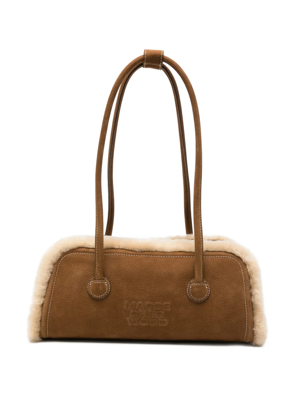 MARGESHEWOOD Borsa a spalla Soft Boston con bordo in shearling - Marrone
