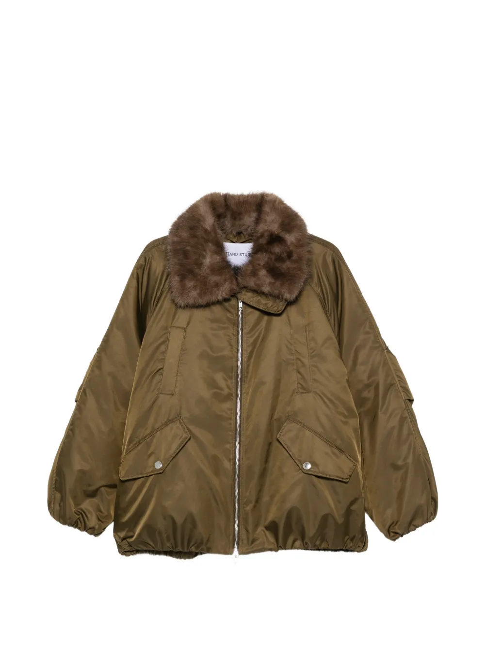 STAND STUDIO Thilda faux-fur trim bomber jacket - Verde