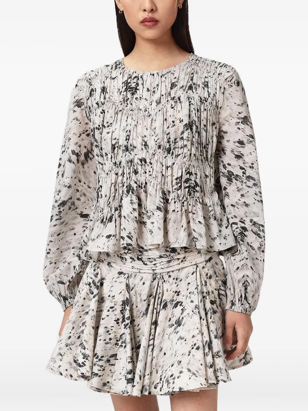 AllSaints Bluse mit gerafftem Oberteil - Nude