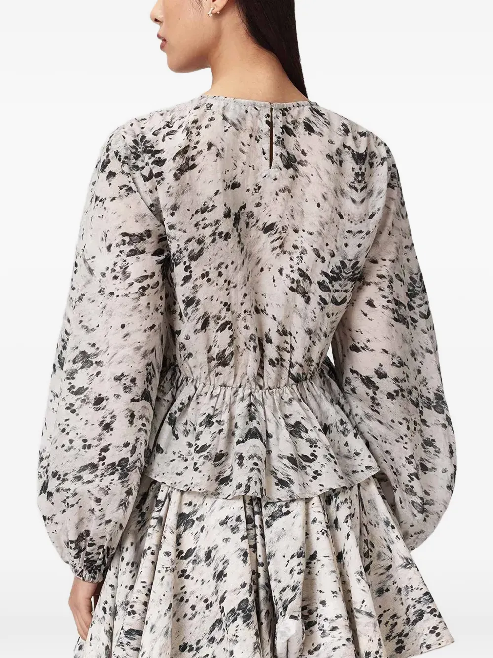 AllSaints Peplum blouse met gestreept lijfje Beige