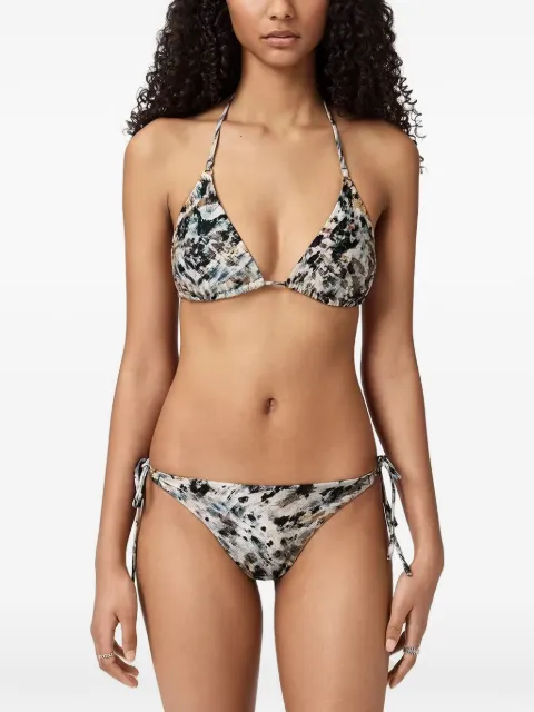 AllSaints abstract-print halterneck bikini