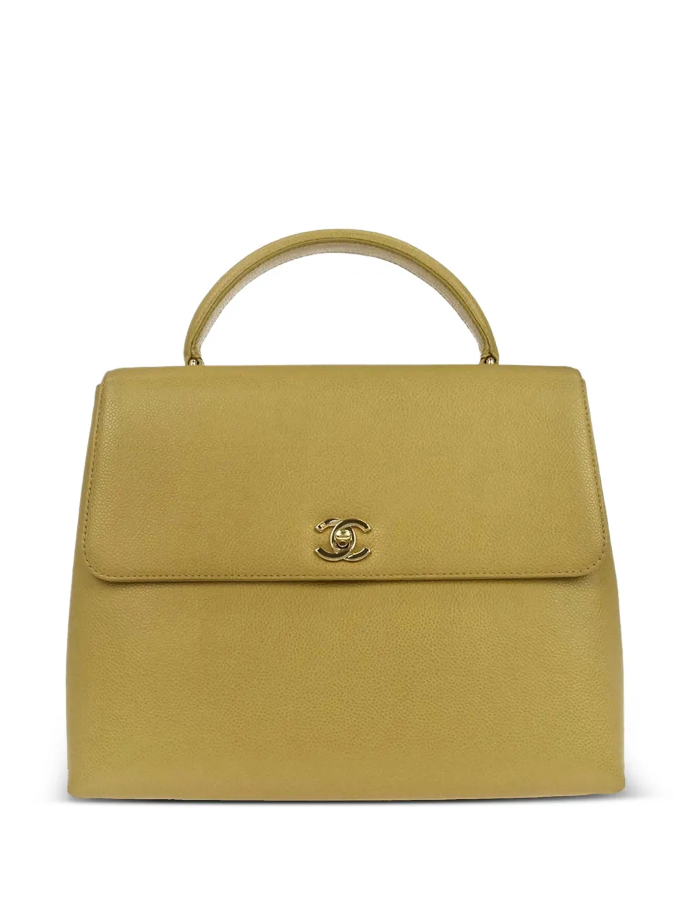 CHANEL Pre-Owned 1997-1999 Caviar-leather CC turn-lock tote bag - Giallo
