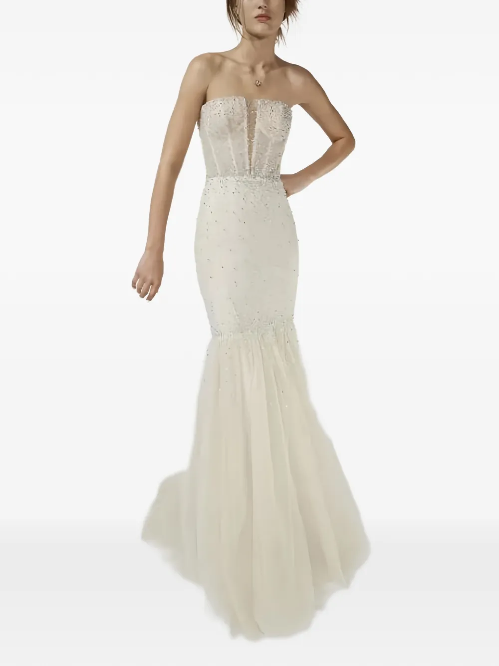 Vera Wang beaded strapless dress - Neutrals