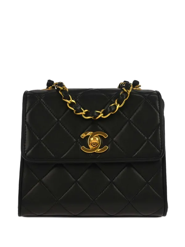Chanel Pre-owned 1994-1996 CC Turn-lock Straight-flap Mini Bag in Black