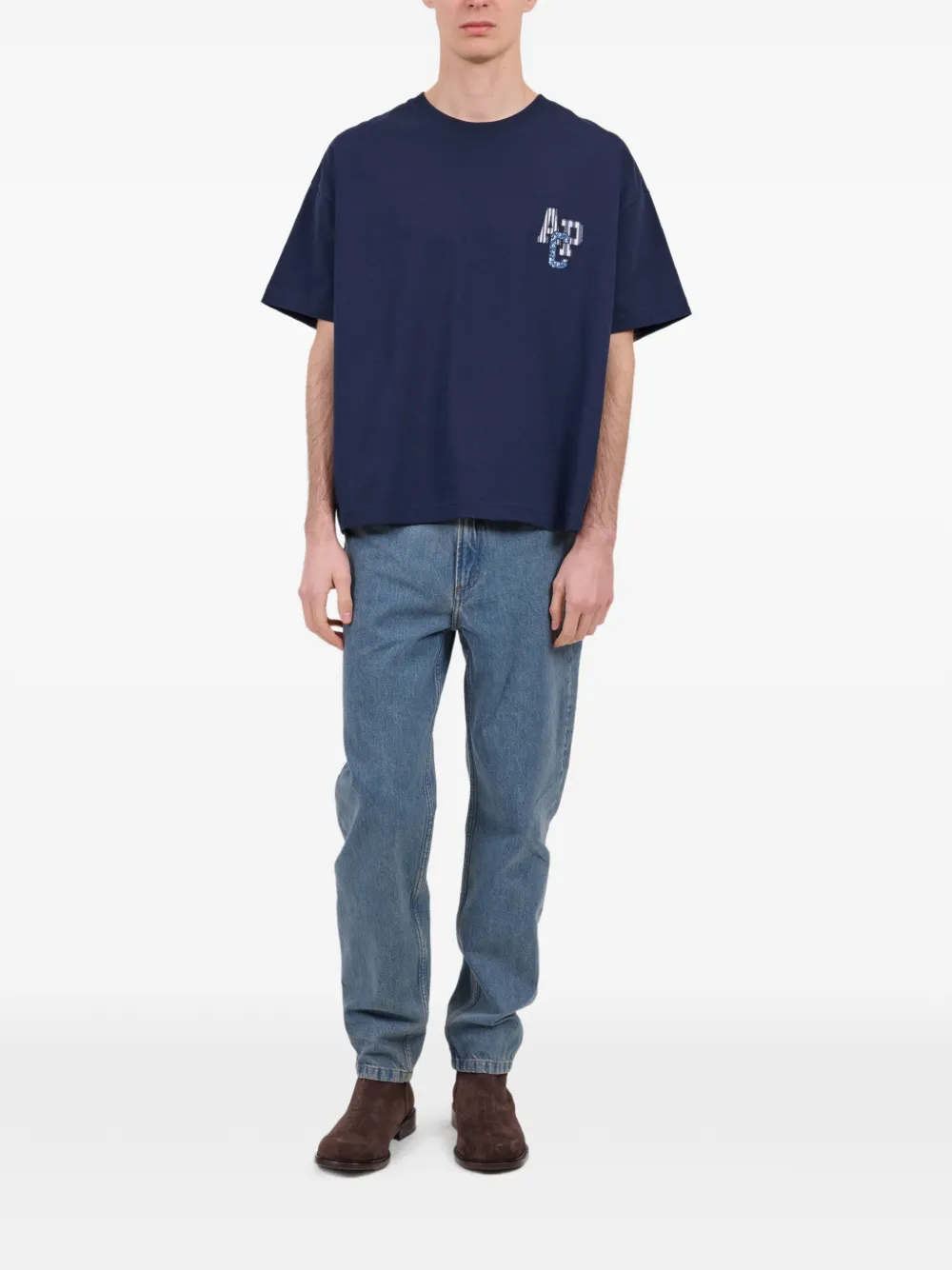 A.P.C. T-shirt met logoprint Blauw