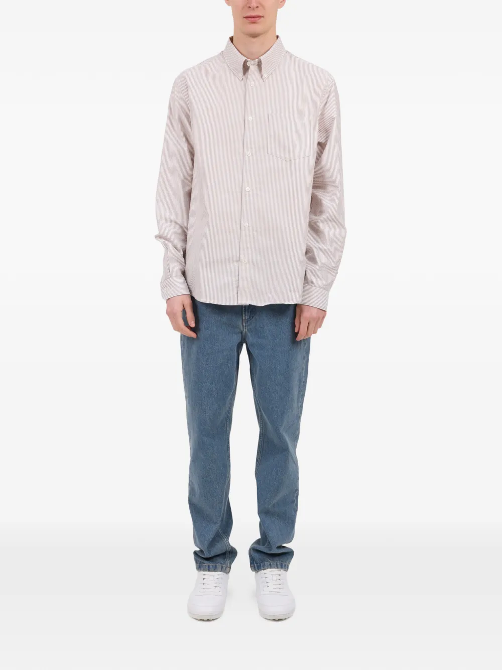 A.P.C. Gestreept overhemd Beige