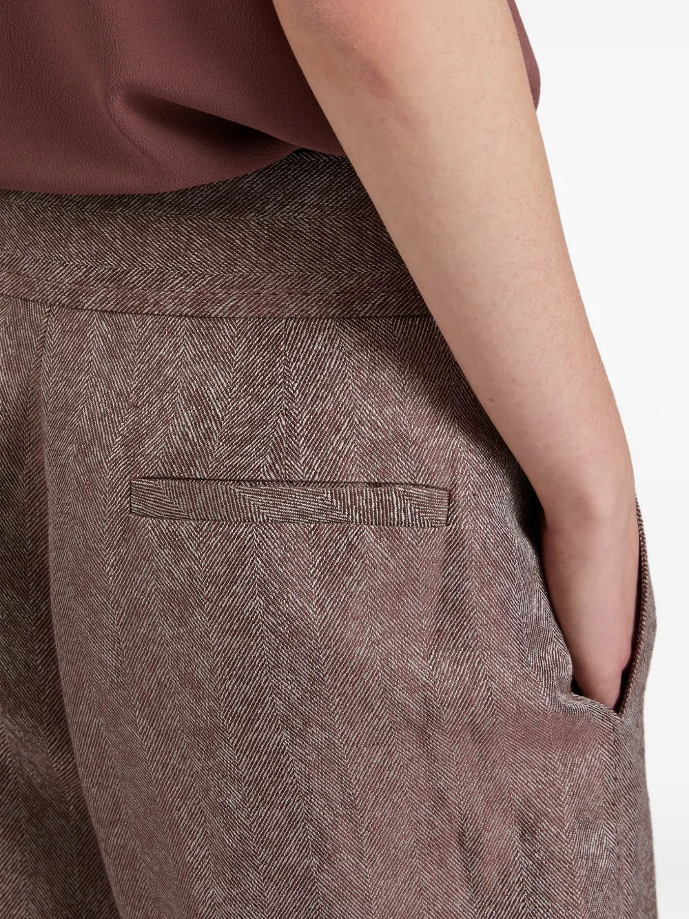 slowear Regular-fit broek met visgraatpatroon Bruin