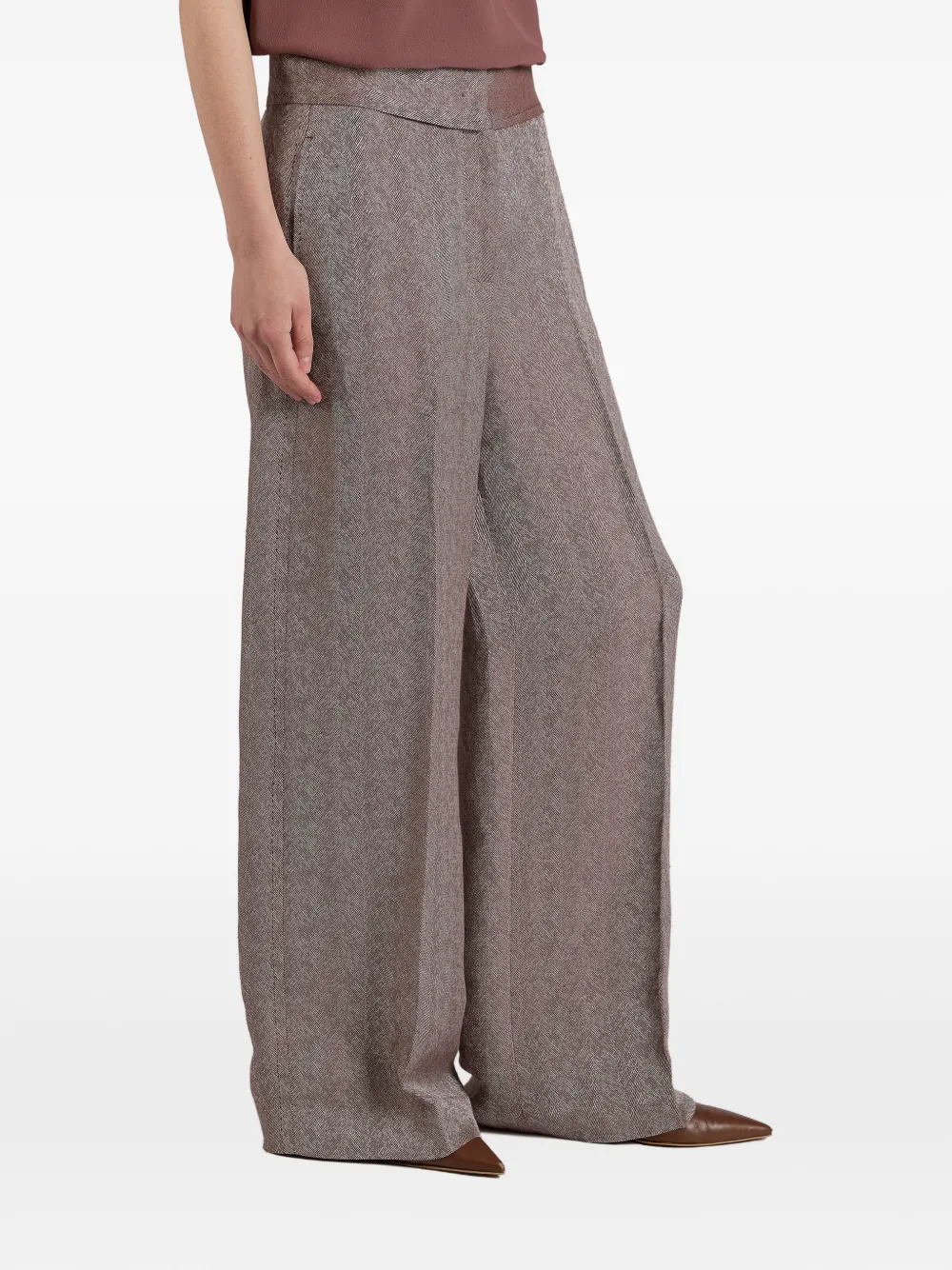 slowear Regular-fit broek met visgraatpatroon Bruin