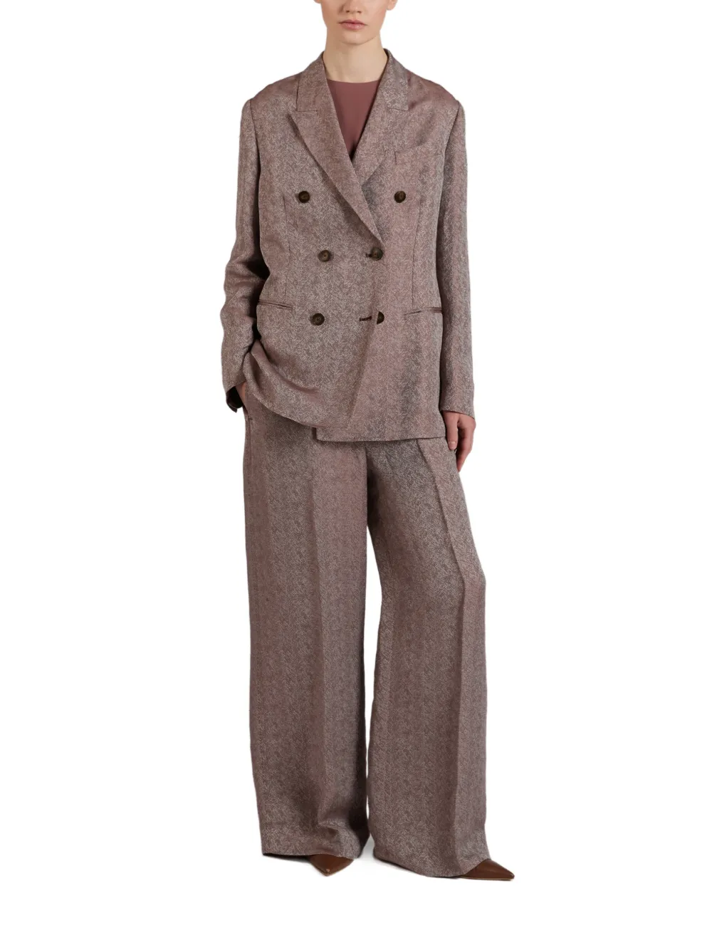 slowear Regular-fit broek met visgraatpatroon Bruin