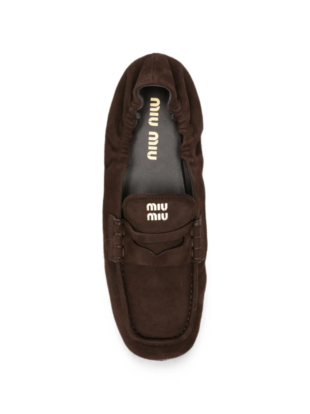 Miu logo-embossed elasticated loafers Bruin