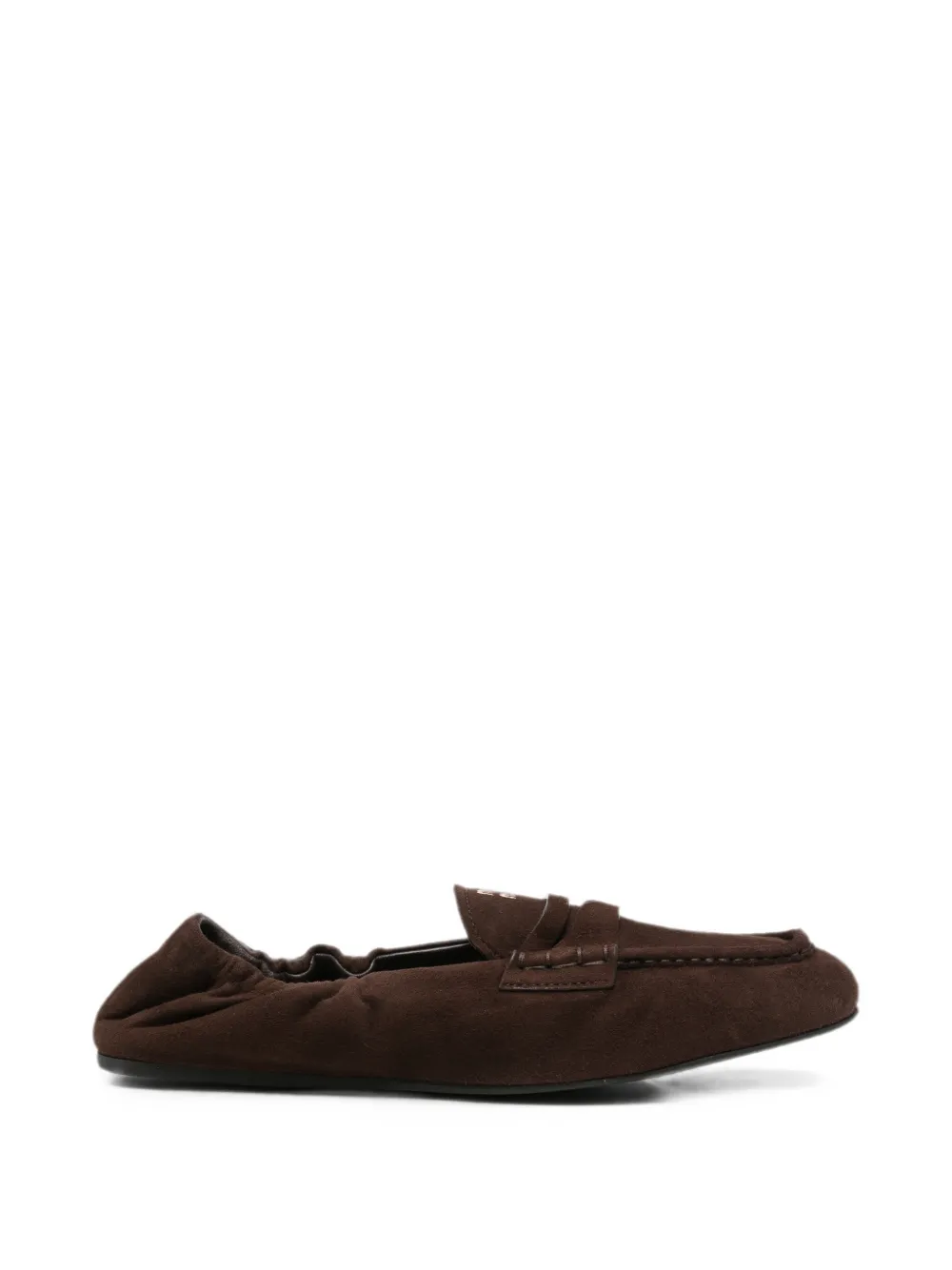 Miu Miu logo-embossed elasticated loafers - Marrone
