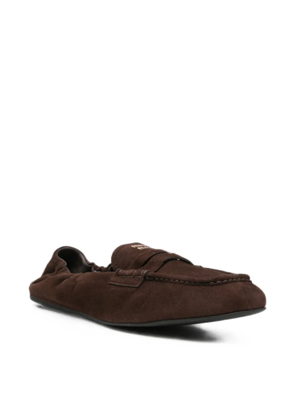 Miu logo-embossed elasticated loafers Bruin