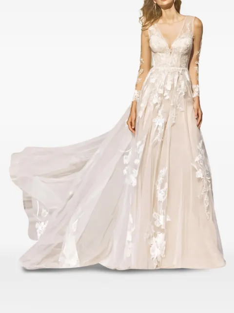 PRONOVIAS PARTY EDIT Liberty floral-appliqué maxi dress
