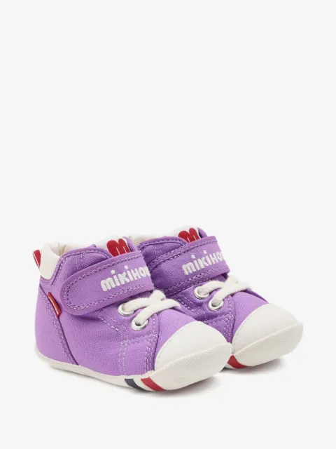 Miki House logo-embroidered touch-strap sneakers