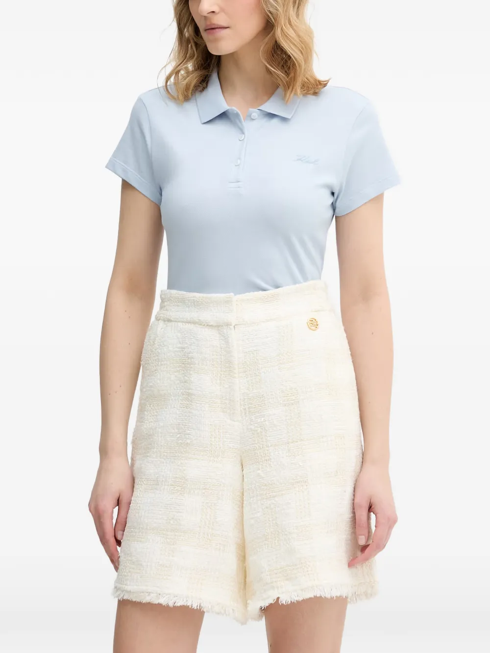 Karl Lagerfeld Signature piqué polo shirt - Blau