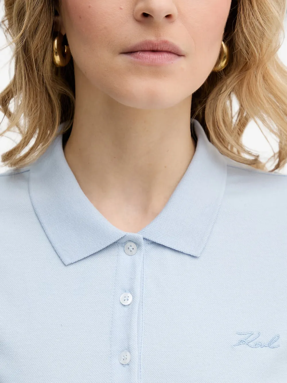 Karl Lagerfeld Signature piqué poloshirt Blauw