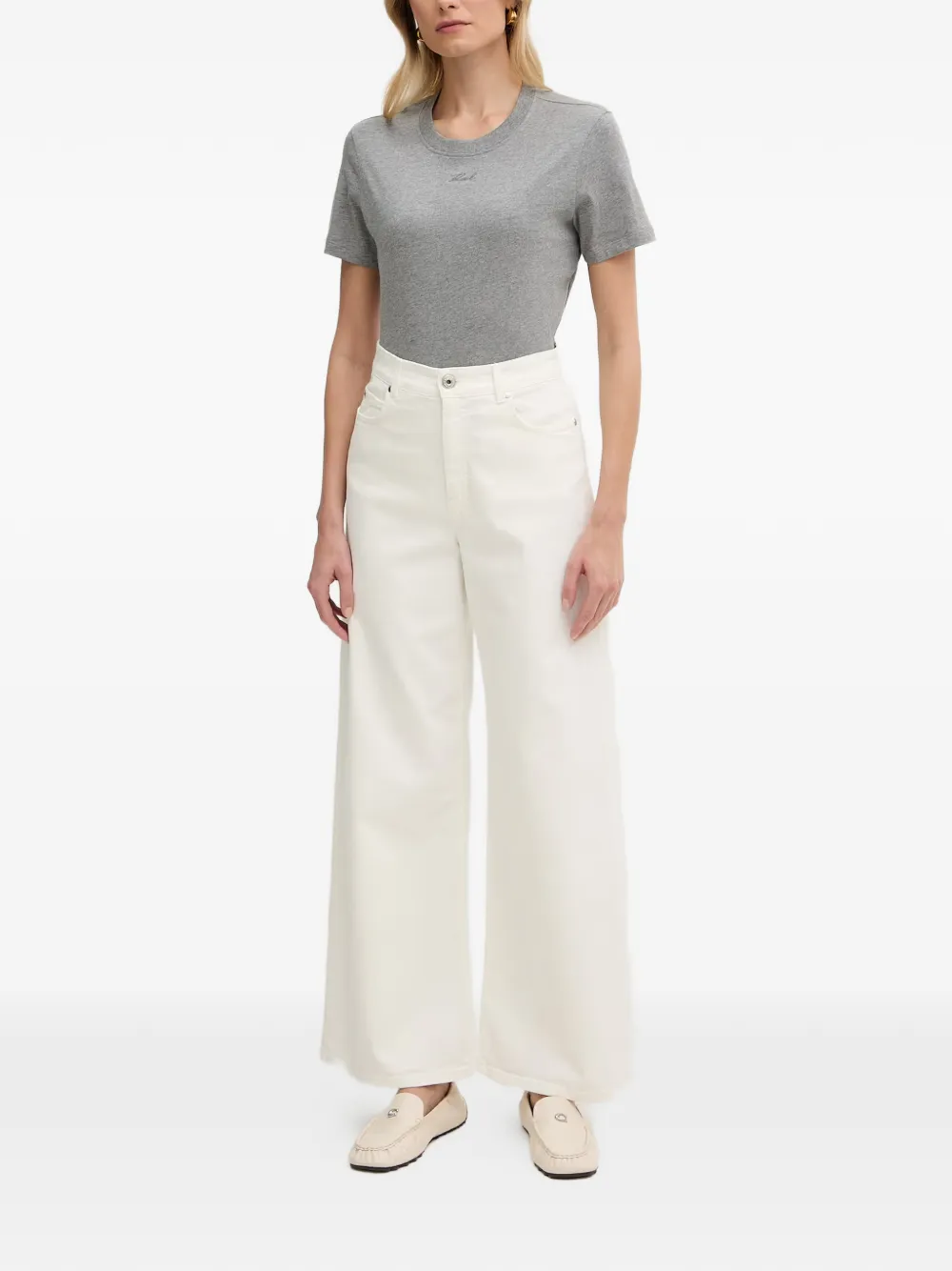 Karl Lagerfeld T-shirt met geborduurd logo Grijs