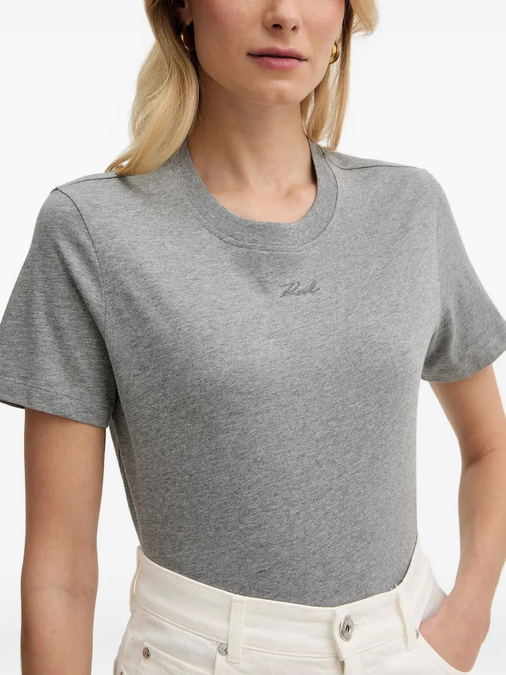 Karl Lagerfeld T-shirt met geborduurd logo Grijs