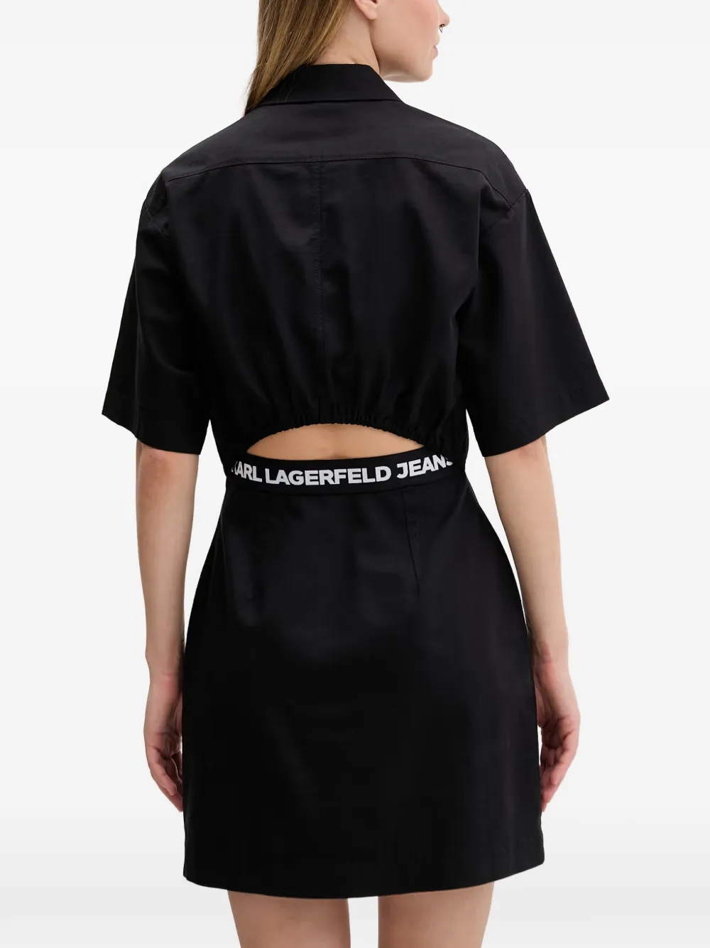 Karl Lagerfeld Jeans Jurk met logoband en uitgesneden details Zwart