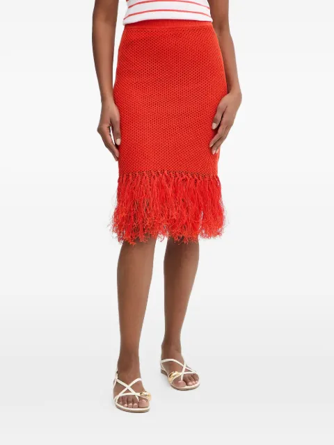 Karl Lagerfeld — fringed open-knit midi skirt
