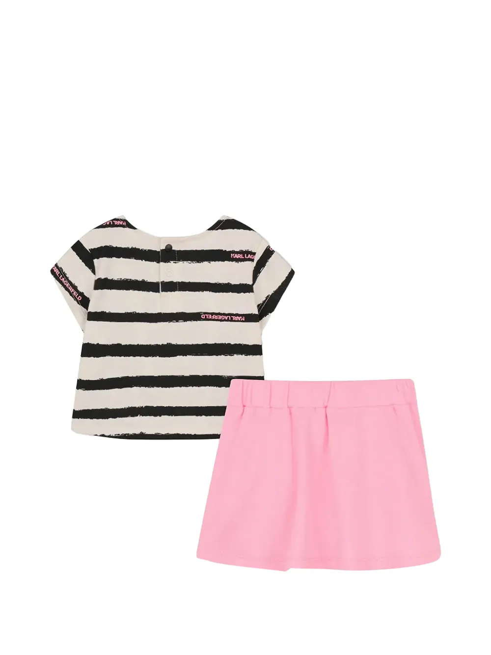 Karl Lagerfeld Kids striped graphic-print T-shirt and skirt set Roze