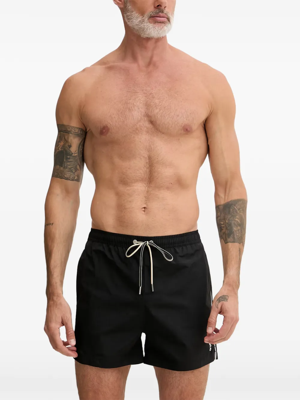 Karl Lagerfeld logo-print drawstring swim shorts - Noir