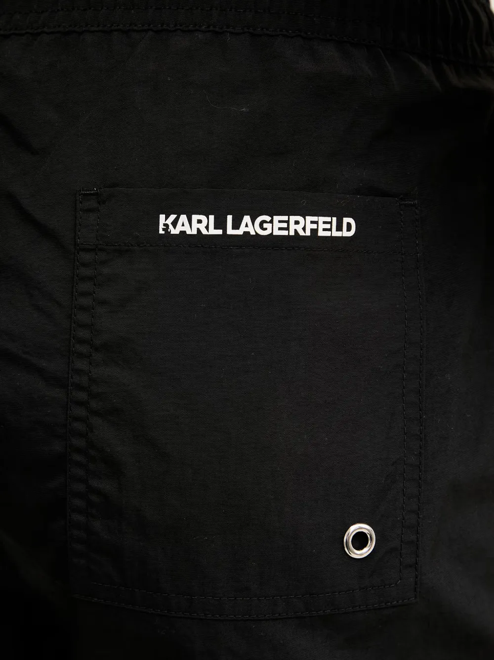 Karl Lagerfeld Zwembroek met logoprint en trekkoord Zwart