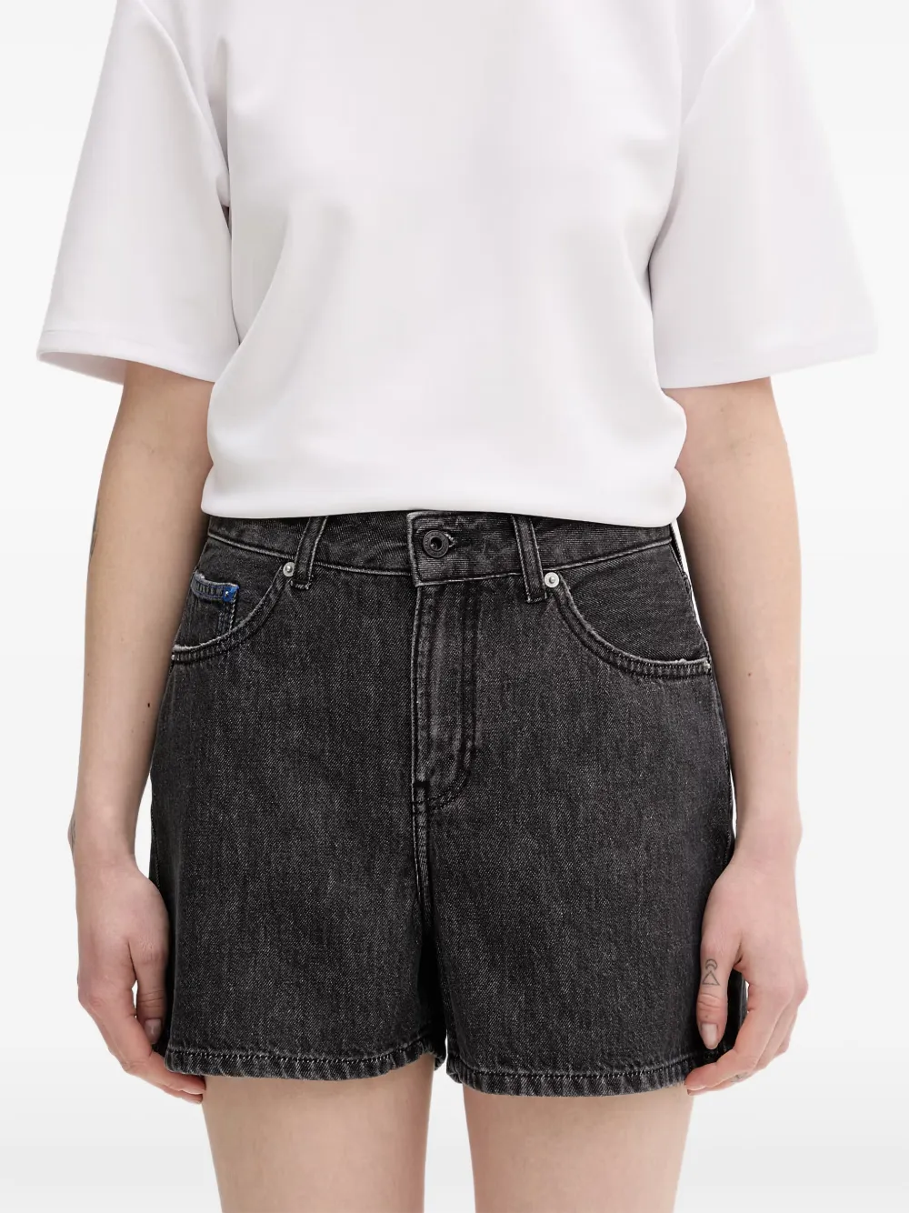 Karl Lagerfeld Jeans Spijkershorts met logopatch Grijs