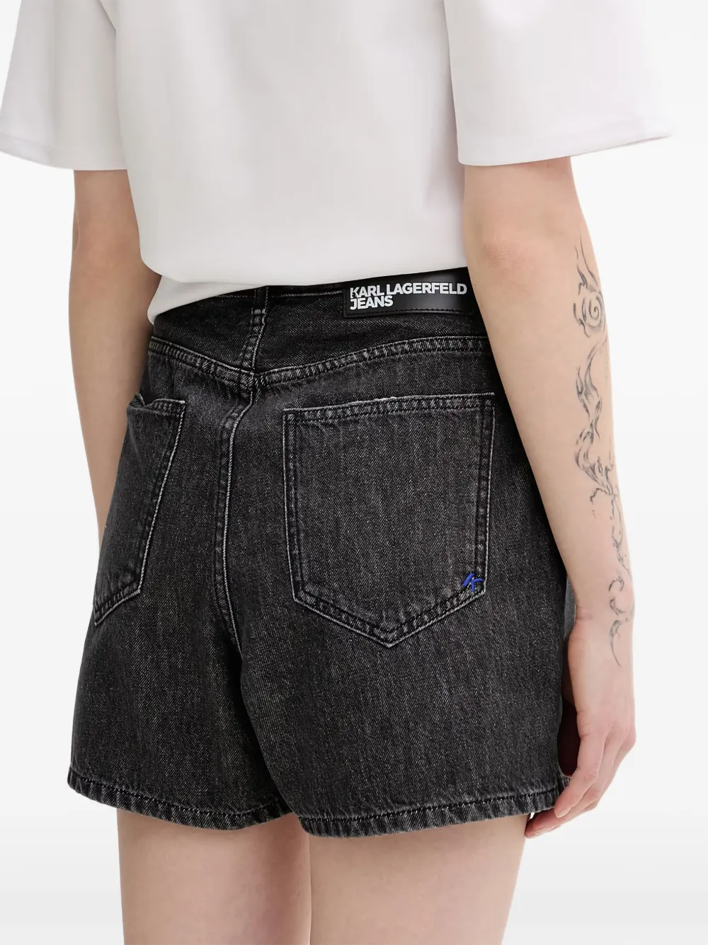 Karl Lagerfeld Jeans Spijkershorts met logopatch Grijs