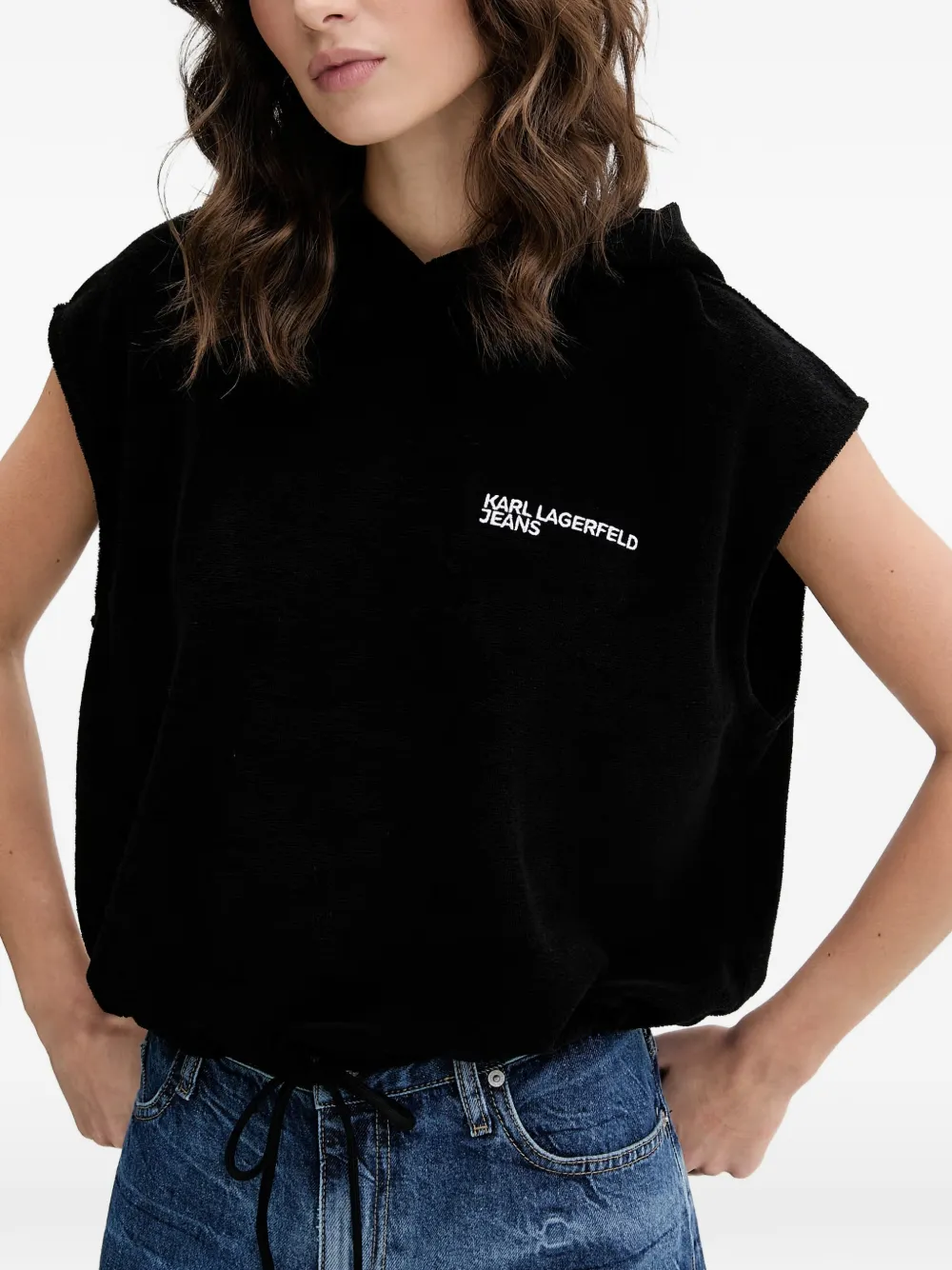 Karl Lagerfeld Jeans Hoodie met logoprint en trekkoord Zwart