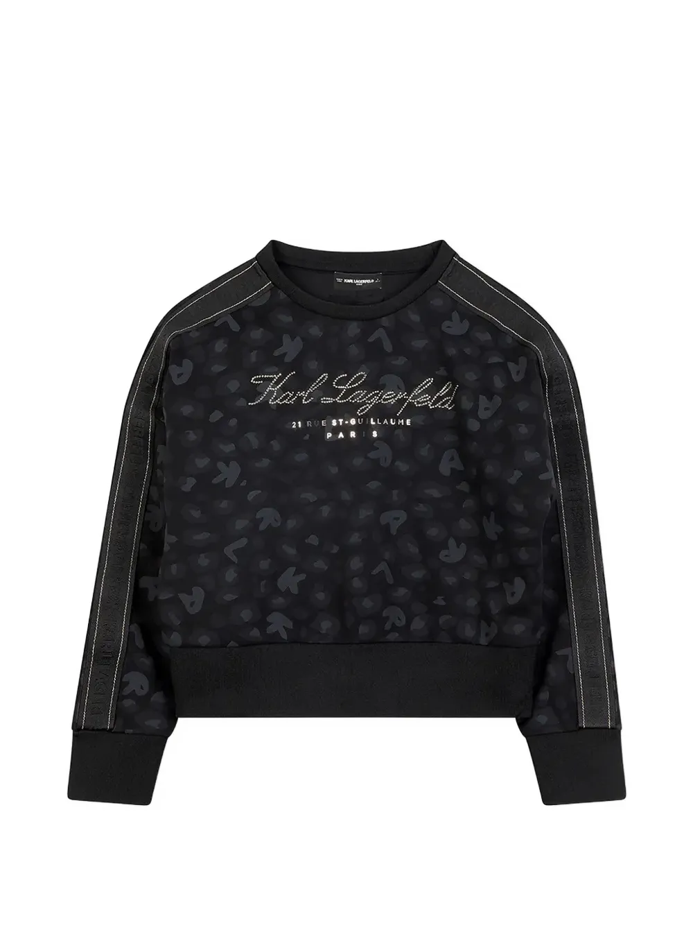 Karl Lagerfeld Kids logo-embellished leopard-print sweater Zwart