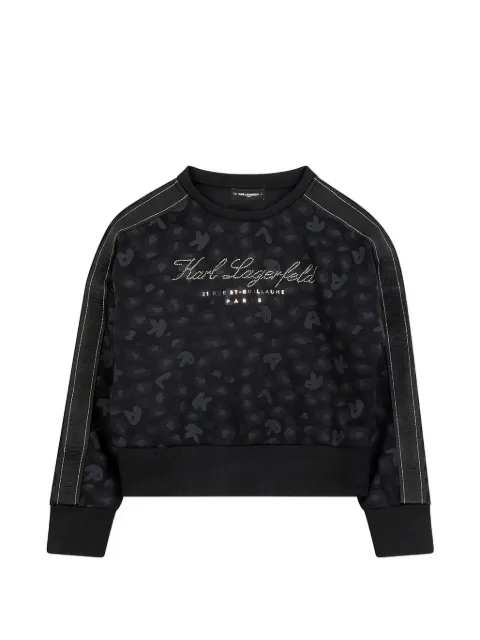 Karl Lagerfeld Kids sweater med leopardtryk og logoudsmykning