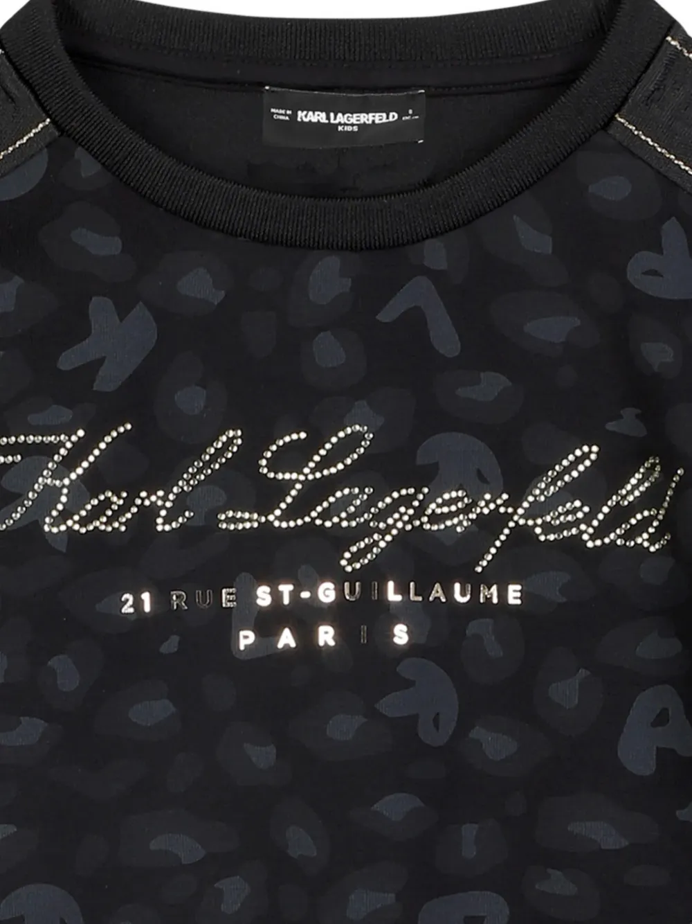Karl Lagerfeld Kids logo-embellished leopard-print sweater Zwart