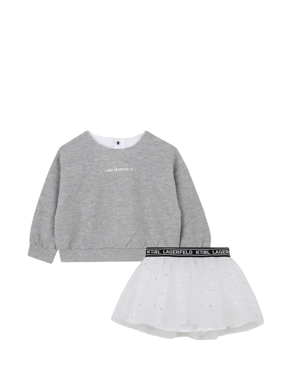 Karl Lagerfeld Kids logo-print sequin-embellished sweatshirt and tutu set Grijs