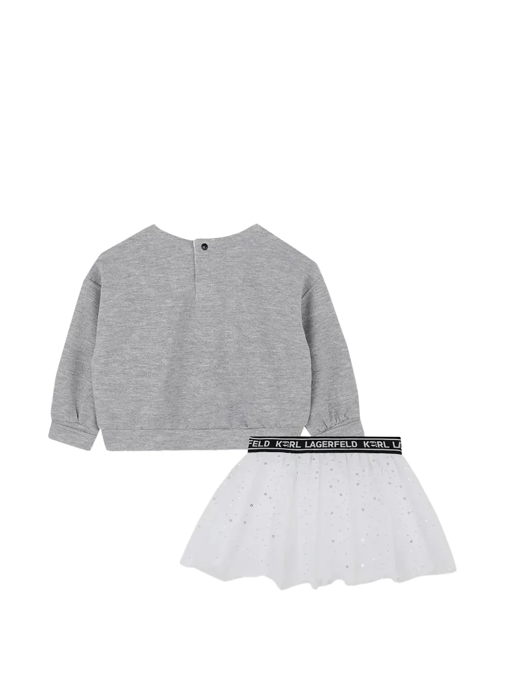 Karl Lagerfeld Kids logo-print sequin-embellished sweatshirt and tutu set Grijs