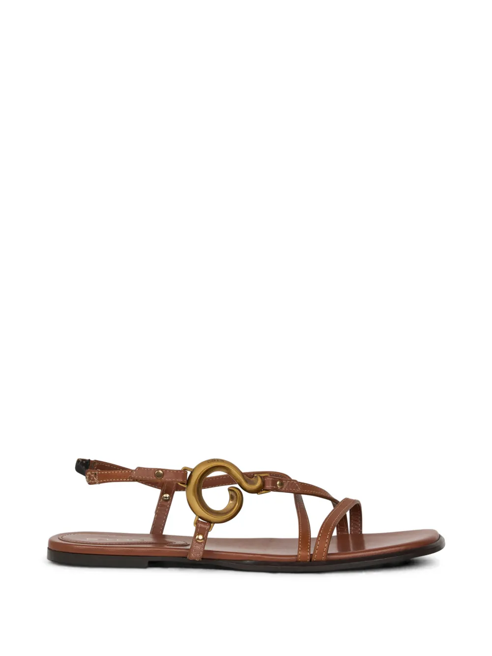 ETRO strappy leather flat sandals - Marrone