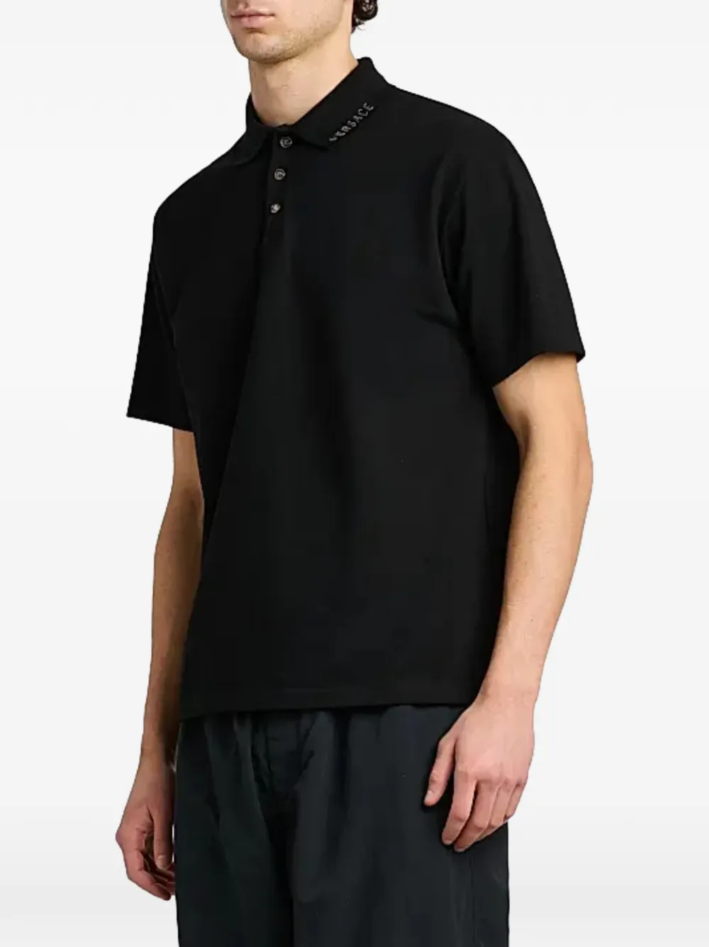 Versace Poloshirt met geborduurd logo Zwart