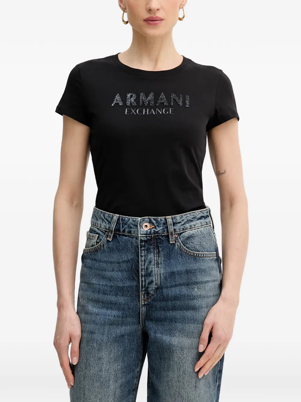 Armani Exchange T-shirt con logo - Nero