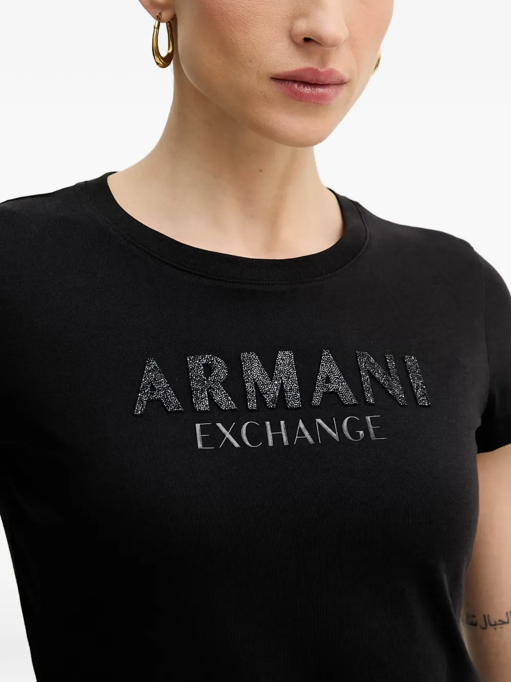 Armani Exchange T-shirt verfraaid met logo Zwart