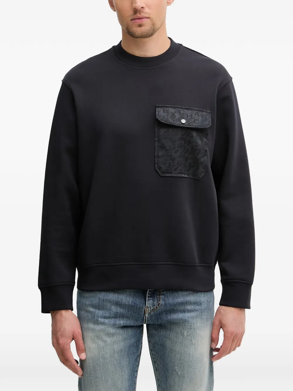 Armani Exchange Trui met logopatroon Zwart