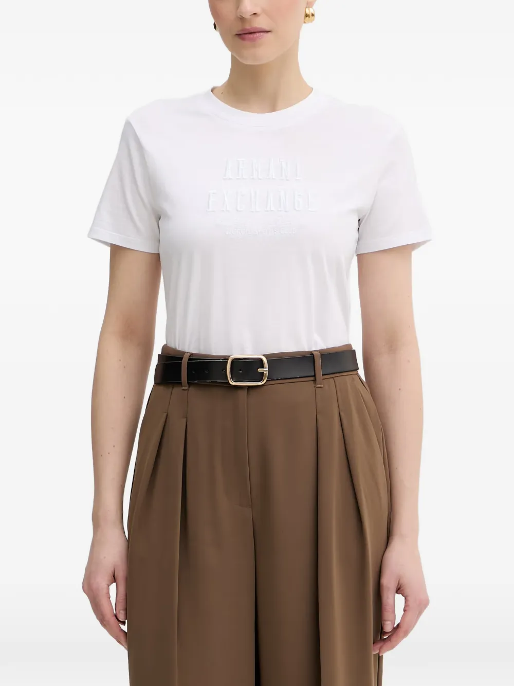 Armani Exchange T-shirt con ricamo - Bianco