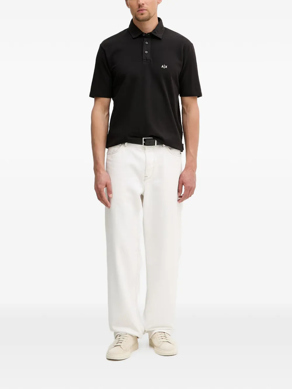 Armani Exchange Piqué poloshirt met geborduurd logo Blauw