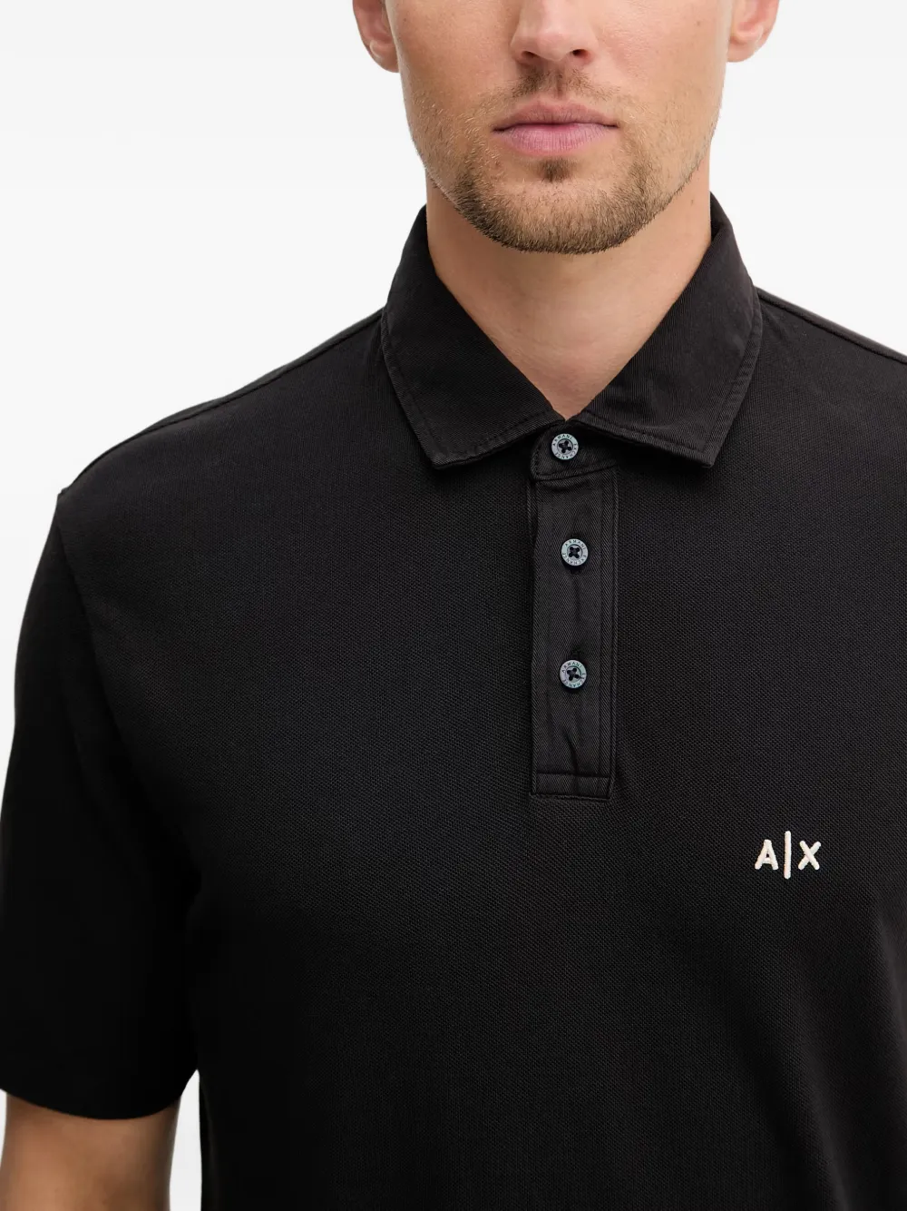 Armani Exchange Piqué poloshirt met geborduurd logo Blauw
