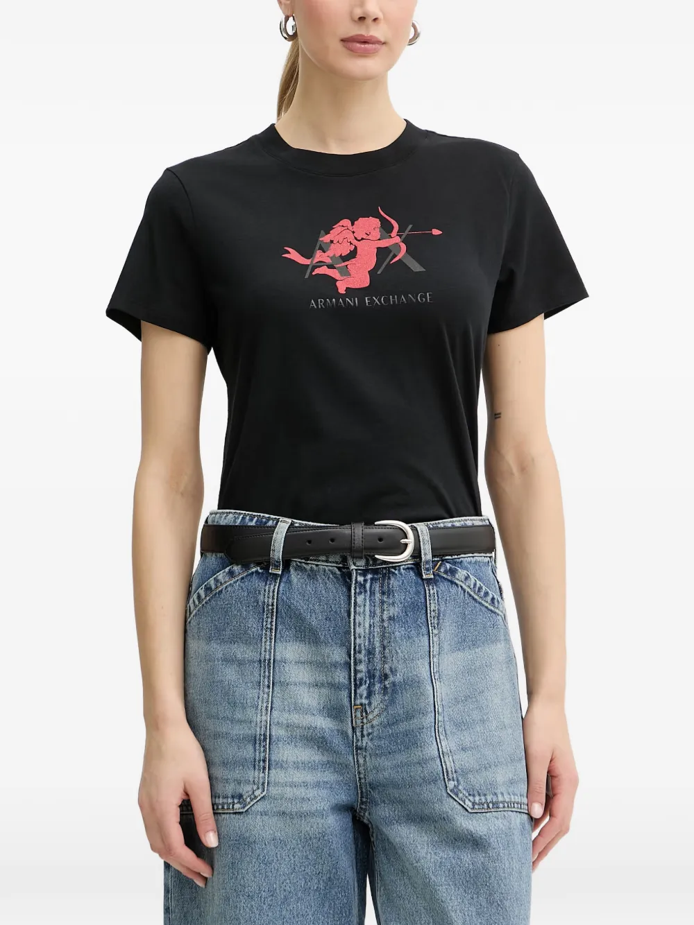 Armani Exchange T-shirt con stampa grafica logo - Nero